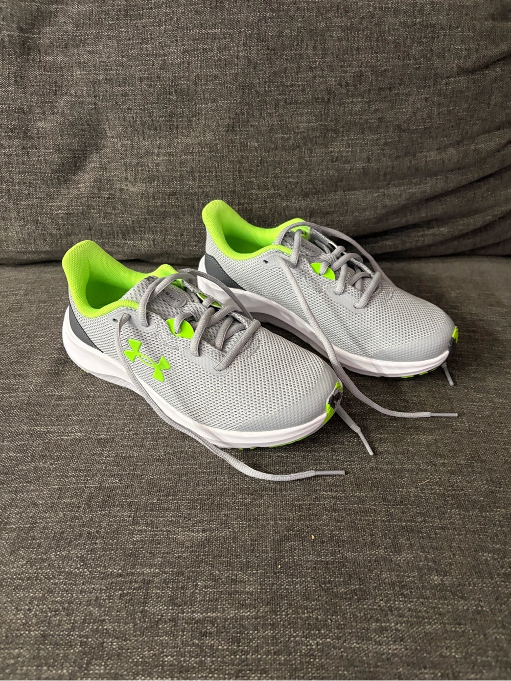 Under Armour Kids Gray & Neon Green Mesh Sneakers